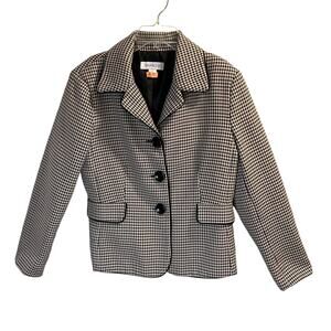 Danillo Women's Houndstooth Long Sleeve Blazer Jacket Sz 8 Black Brown Career